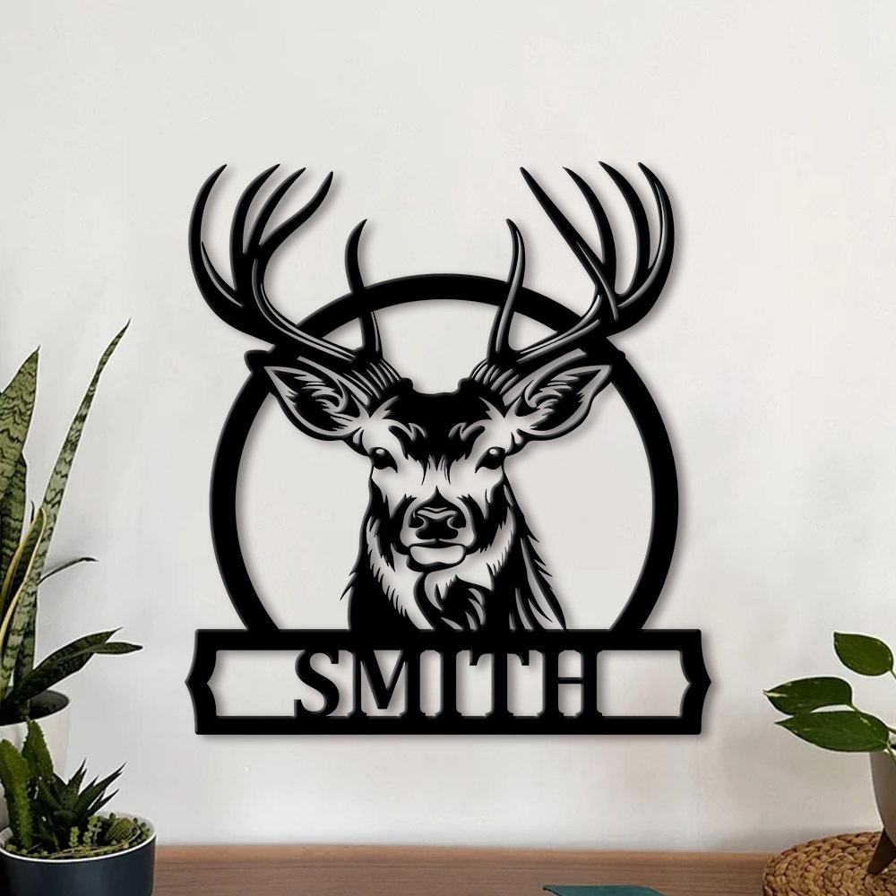 Personalized Engraved Gift - Gepersonaliseerde hertenfamilienaam metalen bord op maat